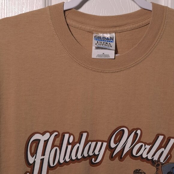 VINTAGE Holiday World The Raven Roller Coaster USED Shirt (M, Y2K, Santa Claus) - Picture 3 of 7